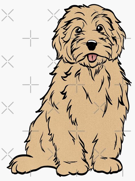 Golden Doodle Outline, Golden Doodle Drawing, Beverly Hills Chihuahua, Sticker Cartoon, 강아지 그림, Golden Doodle, Blanket Box, Snow Dogs, Dog Illustration