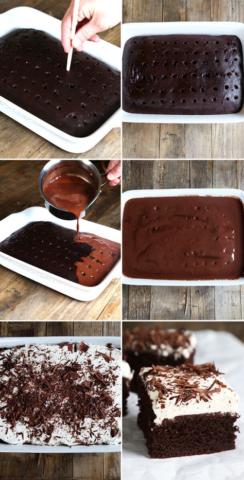 Gluten Free Chocolate Poke Cake—step by step Pudding Homemade, Gluten Free Chocolate Cake Recipe, Gluten Free On A Shoestring, Gluten Free Gifts, Chocolate Poke Cake, Gluten Free Chocolate Cake, Cake Gluten Free, Sugar Free Baking, Chocolate Fudge Brownies