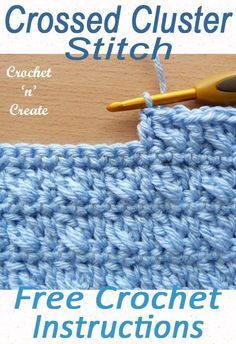 Free crochet tutorial on how to crochet the crossed cluster stitch pattern. To get the instructions CLICK and scroll down the page. | #crochetncreate #crochetstitch #crochettutorial #crochet #crochetlearning #howto #crochetpattern #freecrochetpattern #easypattern #freepattern #forbeginners #diy #crafts #crochetaddict Free Form Crochet, Cluster Stitch, Crochet Stitches Free, Knit Projects, Rib Stitch, Haken Baby, Stitch Crochet, Crochet Cross, Crochet Motifs