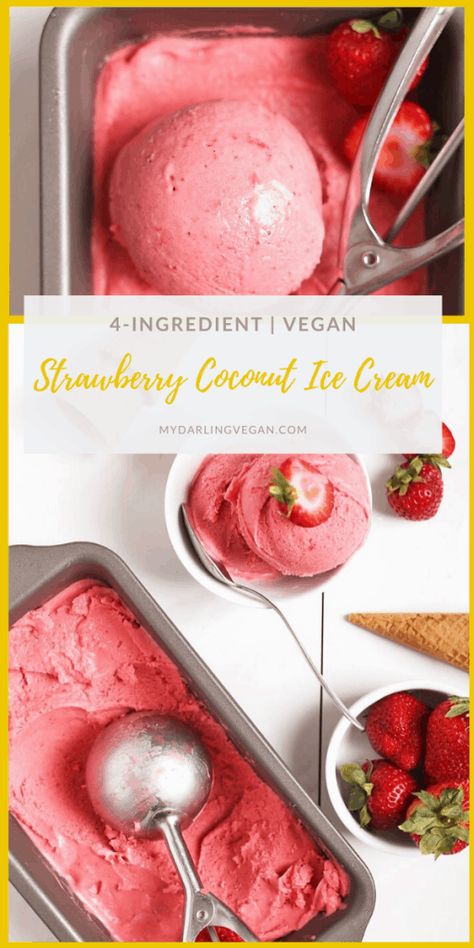 Fresh Vegan Strawberry Ice Cream | My Darling Vegan Roomys Resepte, Vegan Strawberry Ice Cream, Grilling Party, Vegan Ice Cream Recipe, Food Vegetarian, Dairy Free Ice Cream, Vitamix Recipes, Amazing Desserts, Ice Cream At Home