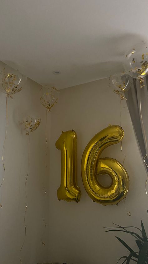 Golden Sweet Sixteen Birthday, 16 Golden Birthday Ideas, Gold 16 Balloons, Sweet 16 Decorations Gold, 16 Balloons Aesthetic, 16 Balloons Number, Golden Sweet 16 Ideas, Golden Bday Ideas, Sweet 16 Golden Birthday Ideas