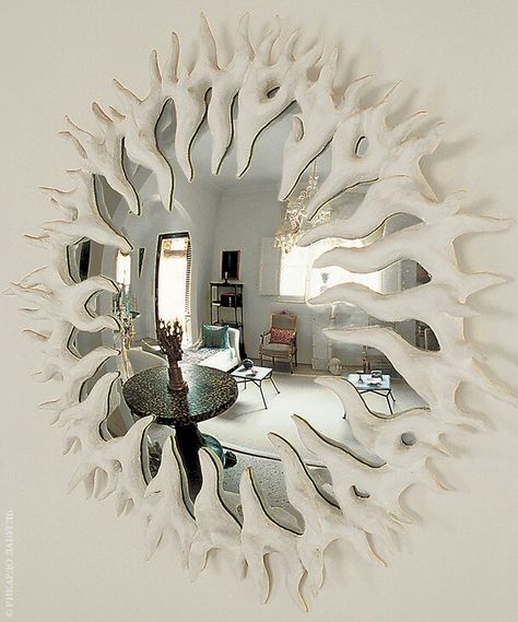 Wall Mirror Design Ideas, People Selling Mirrors, Easy Diy Mirror Frame, Wall Mirror Decoration, Mirror Design Ideas, Wall Mirror Design, Leaf Mirror, Mirror Decor Ideas, Weird Furniture