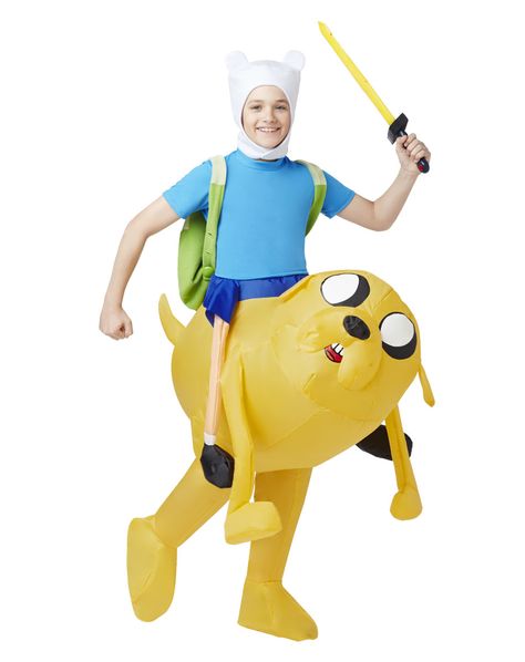 Adventure Time Finn Inflatable Boys Costume exclusively at Spirit Halloween - Adventure to a new dimension on Halloween wearing this officially licensed Adventure Time Finn Inflatable Boys Costume. Just make sure they have a reputation for giving good candy! You'll have your loyal sidekick Jake to keep you company at all times wearing this inflatable suit.Get yours for $49.99. Fin Y Jake, Adventure Time Costume, Adventure Time Clothes, Illusion Costumes, Adventure Time Jake, Jake Adventure Time, Halloween Costume Store, Inflatable Costumes, Halloween Adventure