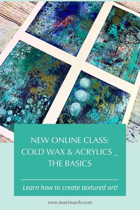 New online class on painting with water-based cold wax (powerwax) and acrylics to create beautiful textured paintings using different cold wax techniques that also are used in cold wax and oils Cold Wax And Acrylic Paint, Cold Wax And Oil Abstract Paintings, Cold Wax Art, Cold Wax Oil Painting, Cold Wax Painting Technique, Cold Wax Painting, Wax Art, Wax Painting, Online Class