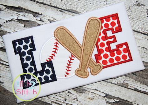 I2S Baseball LOVE #3 Applique design Baseball Quilt, Appliqué Designs, Baseball Love, Girls Applique, Machine Pattern, Learn Embroidery, Sewing Appliques, Types Of Embroidery, Machine Applique