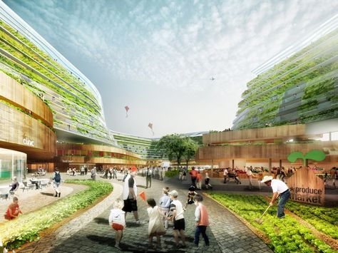 SPARK Proposes Vertical Farming Hybrid to House Singapore’s Aging Population Vertical City, World Architecture Festival, Vertical Farming, City Farm, Urban Agriculture, Sustainable City, Green Architecture, Farm Design, Retirement Community