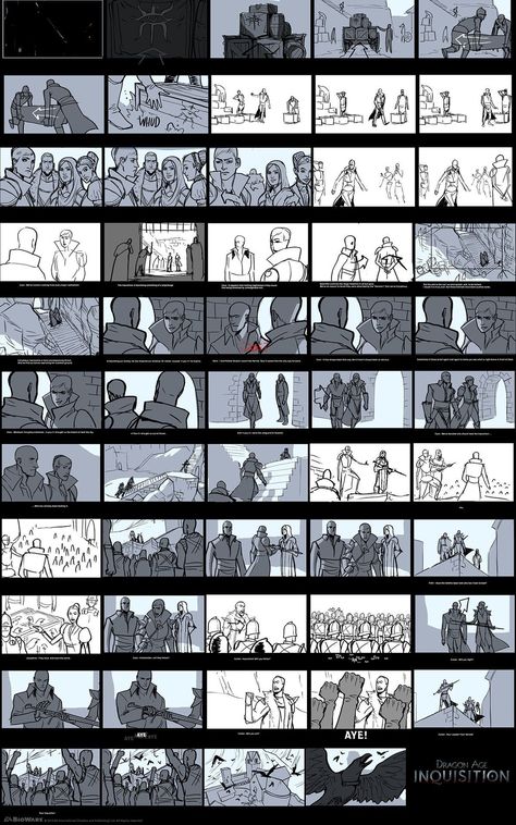 DA:I - Storyboard for the Coronation, Matt Rhodes Story Board Drawing, Cinematic Drawing, Animatic Storyboard, Matt Rhodes, Storyboard Film, Story Boarding, Storyboard Examples, Storyboard Drawing, Storyboard Ideas