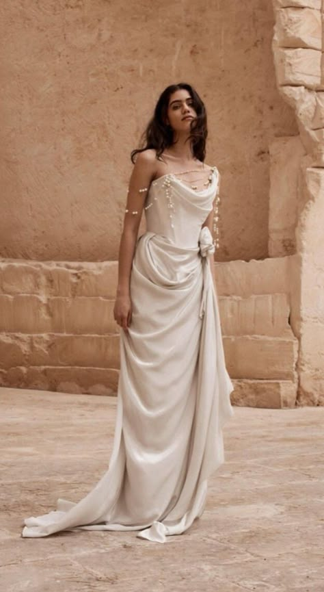 Greek Goddess Wedding Dress, Vivienne Westwood Bridal, Vivienne Westwood Wedding Dress, Vivienne Westwood Wedding, Straight Wedding Dresses, Greek Dress, Moonlight Bridal, Bridal Dresses Vintage, Fairy Tale Wedding Dress