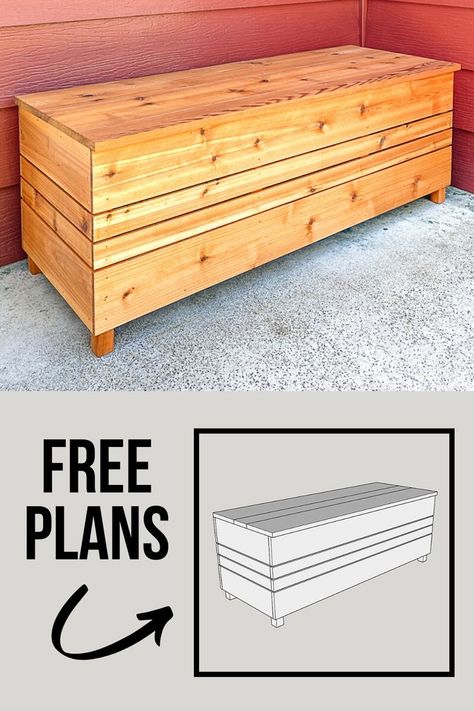 Patio Storage Bench, Building Garage, Diy Outdoor Storage, Diy Beginner, Outdoor Storage Bench, Diy Storage Bench, Deck Storage, How To Waterproof Wood, Úložný Box