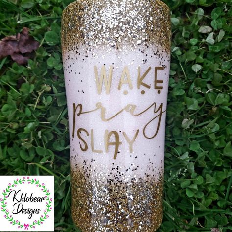 Wake Pray Slay, Tumbler Ideas, I Am Happy, Hobbies, Tumbler, Cricut, Gifts, Pins, Design