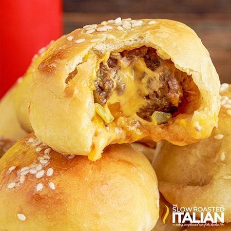 Big Mac Bites, Mac Bites, Pies Savory, Slow Roasted Italian, Cheesy Meatballs, Cheese Stuffed Meatballs, Spicy Chicken Sandwiches, The Slow Roasted Italian, Bombe Recipe