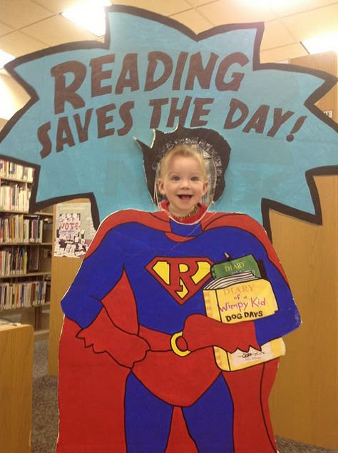 Reading Saves the Day! | Flickr - Photo Sharing! LOVE THIS IDEA!!!!! need a super woman (modest though) I Love To Read Month, Summer Reading Ideas, March Is Reading Month, Super Hero Classroom, Superhero School, Family Literacy Night, Reading Fair, Book Fair Ideas, Reading Week