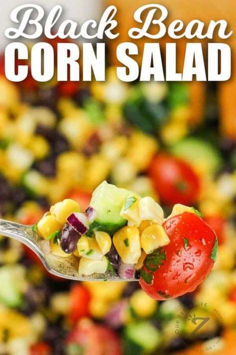 Bean Corn Salad, Corn And Bean Salad, Black Bean Corn Salad, Corn Tomato Salad, Black Bean Salad Recipe, Tomato Pie Recipe, Mexican Salads, Black Bean Corn, Corn Salad Recipes