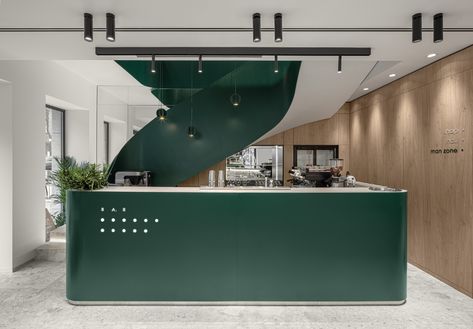 Behance :: For You Company Lobby, Hairdressing Chairs, Eye Clinic, Gym Interior, Office Lobby, Reception Counter, Corporate Interiors, Memphis Style, Reception Design