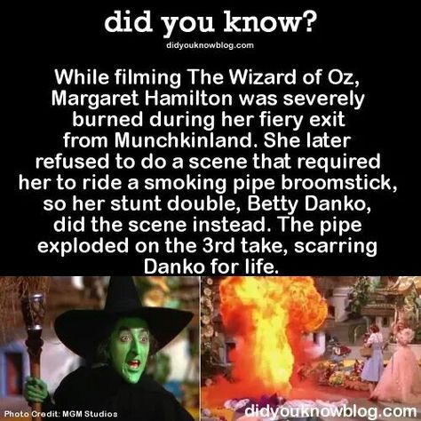 Dangerous times Margaret Hamilton, Dark History, Scary Facts, Crazy Facts, Disney Facts, Movie Facts, Random Facts, Disney Life, Historical Facts