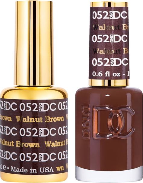 Amazon.com: DND Gel Polish Set - 1 each of Brown Gel Polish and Brown Nail Polish, 052 Walnut Brown, 0.5 Fl Oz : Beauty & Personal Care Brown Gel Polish, Brown Nail Polish, Brown Nail, Dnd Gel Polish, Dry Nails, Brown Nails, Uv Led, Nail Lacquer, Air Dry