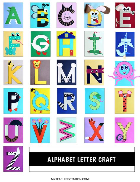 Alphabet Letter Crafts | MyTeachingStation.com Letters Activity, Preschool Letter Crafts, Alphabet Crafts Preschool, Abc Crafts, Alphabet Letter Crafts, Letter Craft, Kindergarten Projects, Letter Crafts, Activities Kindergarten