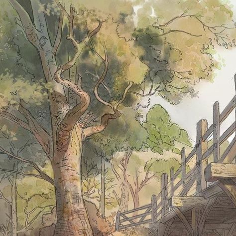 Walt Disney Animation Studios on Instagram: "Travel to the Hundred Acre Wood with production art from Winnie the Pooh. 🎨: Paul Felix, Art Director" Hundred Acre Woods Aesthetic, Disney Nature, Winnie The Pooh Artwork, Winnie The Pooh Forest, Winnie The Pooh Aesthetic, Winnie The Pooh Art, Winnie The Pooh Hundred Acre Wood, A Year In The Hundred Acre Woods, 100 Acre Wood Mural