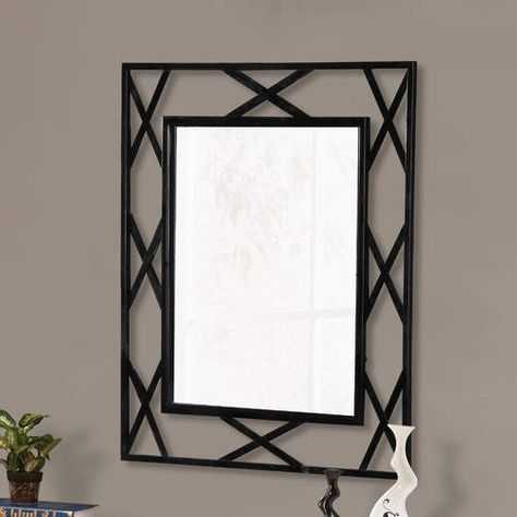 Trent Austin Design Breana Rectangle Black Frame Metal Mirror Toallero Ideas, Wrought Iron Mirror, Mirror Decor Living Room, Mirror Interior Design, Iron Mirror, Interior Design Dining, Welded Furniture, Wrought Iron Decor, Modern Mirror Wall