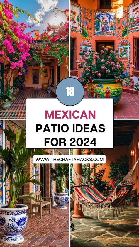 If you're looking to transform your outdoor space into a vibrant haven that echoes the rich culture and warmth of Mexico, you've come to the right place. Mexican patios are celebrated for their colorful mosaics, lush greenery, rustic furniture, and festive ambiance, creating a perfect blend of comfort and style. In this article, I'll be sharing 18 innovative Mexican patio ideas that marry traditional craftsmanship with contemporary design elements. From selecting the right tiles to incorporating authentic accessories, these ideas will inspire you to rethink your patio décor and infuse it with the soul-stirring essence of Mexican artistry. Mexican Inspired Outdoor Patio, Spanish Garden Hacienda Style, Mexican Outdoor Decor Patio, Mexican Garden Hacienda Style, Spanish Patio Ideas, Mexican Patio Decor, Mexican Patios, Mexican Outdoor Decor, Mexican Garden Ideas