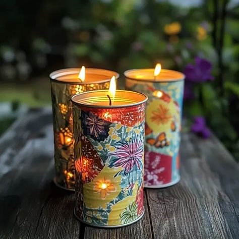 DIY Upcycled Tin Can Lanterns - Recipes Time Recycled Tin Can Crafts, Tin Can Upcycle, Tin Can Lights, Can Lanterns, Diy Lantern, Tin Can Lanterns, Recycled Tin Cans, Eco Crafts, Tin Can Art