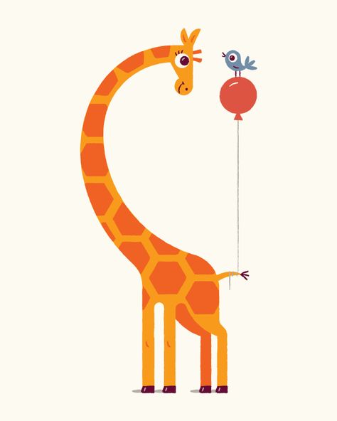 Animal Friends Illustration, Giraffe Balloon, Giraffe Graphic, Giraffe Poster, Bright Illustration, Giraffe Drawing, Giraffe Illustration, Illustration Kunst, Kids Illustration