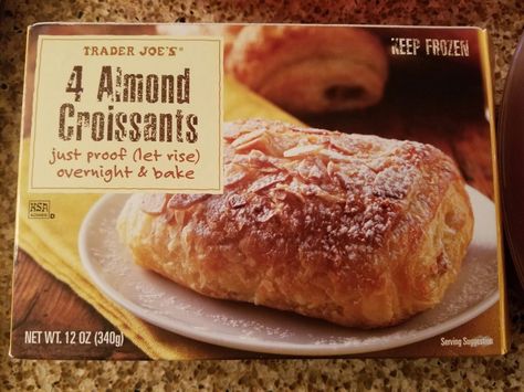 Trader Joe's Almond Croissants are almonds a few different ways. A divine delight in the freezer section. A full review follows. Trader Joes Frozen Food, Almond Croissants, Best Frozen Meals, Mini Croissants, Apple Trifle, Easter Pudding, Quick Videos, Simple Cookies, Lemon Chocolate