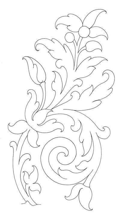 Bordado Jacobean, Motifs Art Nouveau, Leather Tooling Patterns, Tooling Patterns, Pola Sulam, Hand Work Embroidery, Stencil Patterns, Embroidery Motifs, Handwork Embroidery Design