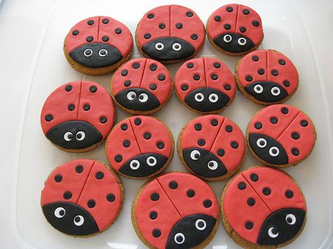 Ladybird Biscuits | by Layla Baker Ladybird Biscuits, Ladybug Cookies, Ladybird Cake, Biscuit Decoration, Autumn Fair, Bug Cake, Horse Cookies, Valentine Sugar Cookies, Easter Sugar Cookies