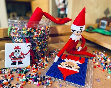 Elf On The Shelf Perler Beads, Elf On The Shelf Door, Diy Elf On The Shelf, Diy Elf, Shelf Door, On The Shelf, Perler Beads, Elf On The Shelf, Elf