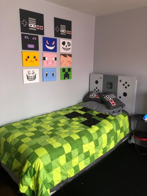 Game Themed Bedroom, Fortnite Bedroom Ideas, Neon Dinosaur, Gaming Themed Bedroom, Gaming Bedroom Ideas, Light Ambiance, Dinosaur Sign, Video Game Bedroom, Bedroom Ideas Minecraft