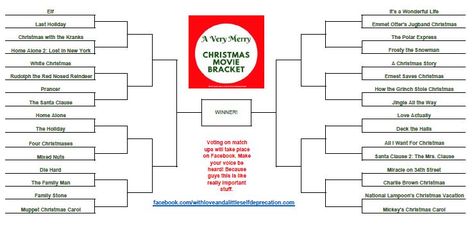 A Very Merry Christmas Movie Bracket 2017 Christmas Movie Night, Best Christmas Movies, Last Holiday, Movie Club, A Very Merry Christmas, Love Actually, Frosty The Snowmen, Live Now, Working Mom