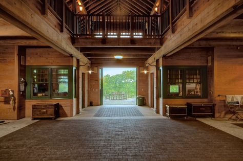 Custom Stables and Stable Interiors Designed & Built by Old Town Barns House With Stables, Stable Interior, Stable House, Horse Barn Ideas Stables, Horse Barn Designs, Dream Horse Barns, Barn Interior, Dream Yard, Stables Design