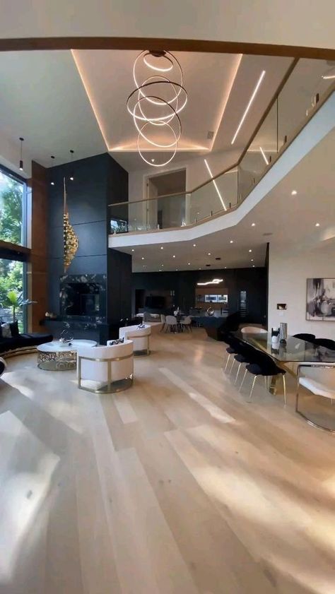 Modern Luxury House Design, Modern House Design Interior, Modern Living Room Design, Luxury House Interior Design, Luxurious Home, Modern Houses Interior, Mansion Interior, Luxury Homes Interior, High Ceilings