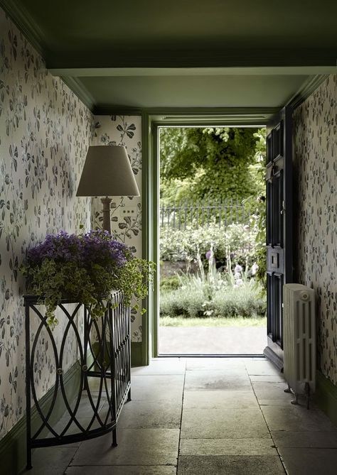 Dark green hallway