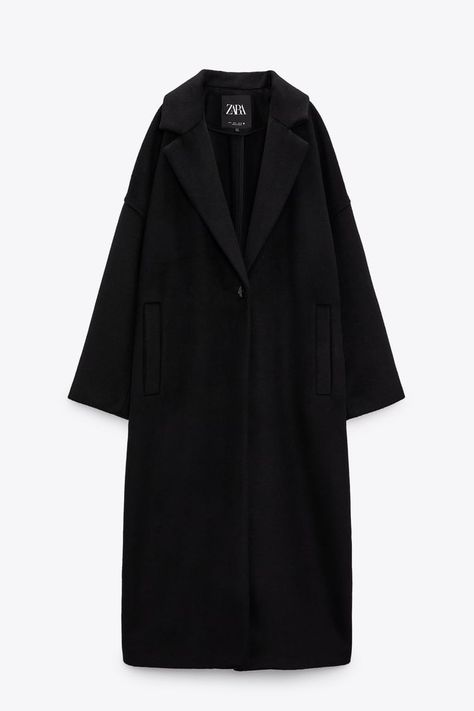 Classy Coat, School Uniform Fashion, Zara Coat, Long Black Coat, Fitted Coat, Wool Coat Women, Long Wool Coat, Uniform Fashion, Oversized Coat