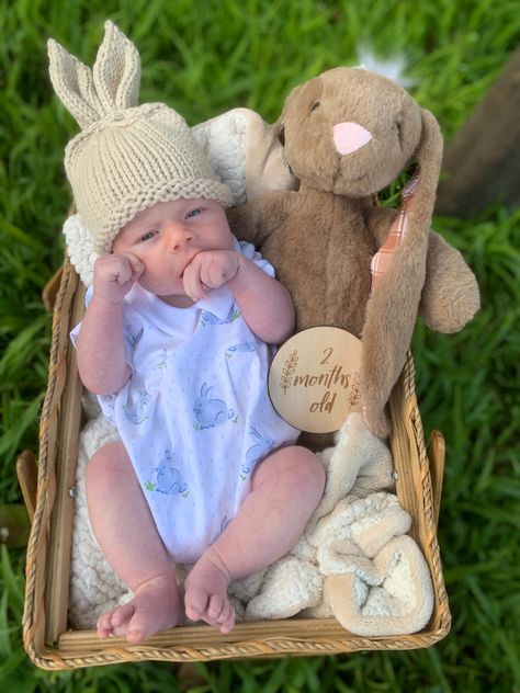 Newborn, Easter, 2 months, photography, newborn photo, bunny Newborn Bunny Photoshoot, 4 Month Old Easter Pictures, March Newborn Photoshoot, Diy Easter Baby Photos, Newborn Easter Pictures At Home, Diy Newborn Easter Pictures, Newborn Easter Photos, Baby Introduction Pictures, First Easter Ideas Baby Boy