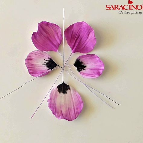 PANSY FLOWER TUTORIAL - Saracino Sugar Flowers Tutorial, Wafer Paper Flowers, Cold Porcelain Flowers, Pansy Flower, Gum Paste Flowers, Hand Flowers, Fondant Flowers, Paper Flower Template, Pansies Flowers