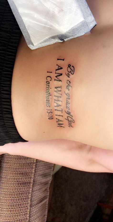 “By the grace of God, I am what I am.” 1 Corinthians 15:10 Tattoo Verse Tattoos, Gorgeous Tattoos, Dope Tattoos For Women, By The Grace Of God, The Grace Of God, Grace Of God, Piercings And Tattoos, Tattoo S, Symbolic Tattoos