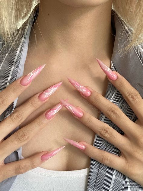 Nails Designer, Pointed Nails, Vibrant Nails, Classy Acrylic Nails, White Nail, Pink Acrylic Nails, Fire Nails, Pretty Acrylic Nails, Chic Nails