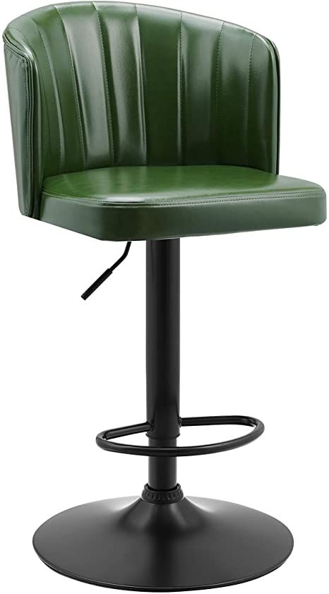 Green Bar Stools, Green Bar, Vintage Bar Stools, Contemporary Bar Stools, Bar Stool Chairs, Green Cushions, Stools With Backs, Leather Bar Stools, Adjustable Bar Stools