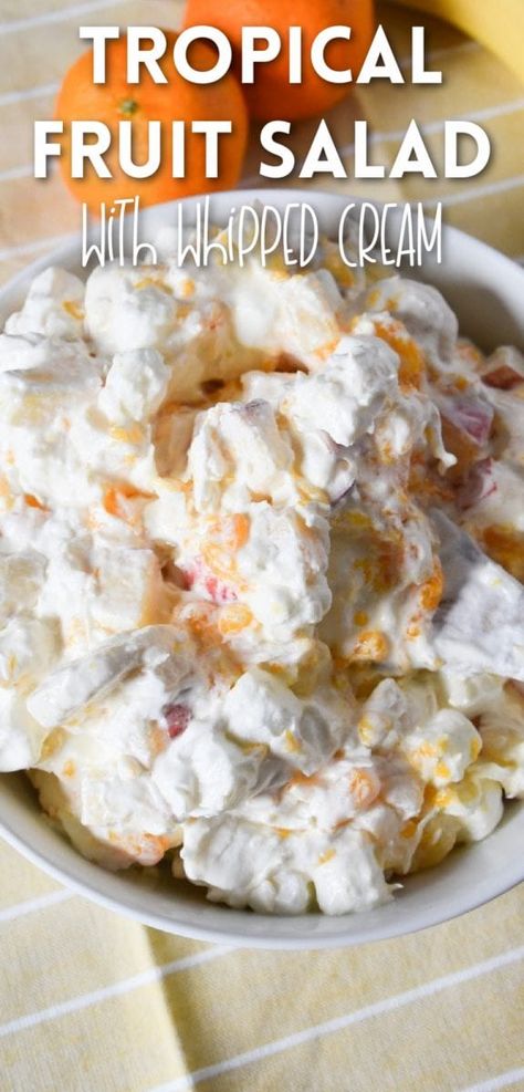 Whipped Cream Fruit Salad, Cream Cheese Fruit Salad, Fruit Salad With Cool Whip, Fruit Salad With Whipped Cream, Hawaiian Fruit Salad, Fruit Salad With Cream, Fruit Cocktail Salad, Tropical Fruit Salad Recipe, Cheesecake Fruit Salad