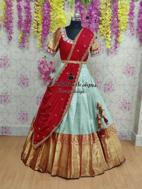 Customized kanchipattulehanga #kanchipattu #halfsaree #kidsdesignerstores #zardosiwork #kidsfashion #kidsdesignerdresses #kidscouture #kidshyderabad #kidsbirthdayfrocks #kidsdesignsbyviviktha Kanchipattu Lehenga, Half Saree Lehenga, Anarkali Dress Pattern, Saree Lehenga, Soothing Quotes, Half Saree Designs, Hand Work Blouse, Kids Designer Dresses, Indian Lehenga