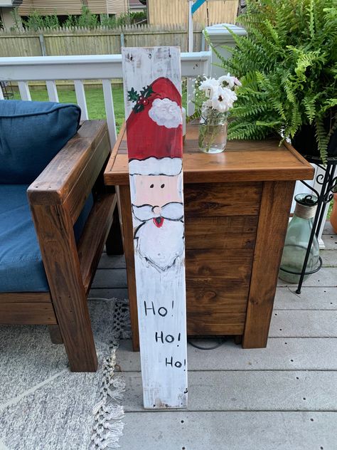 Door Leaners, Door Leaner, Christmas Door Sign, Porch Leaners, Wood Paintings, Painted Santa, Christmas Cutouts, Pallet Christmas Tree, Barn Wood Crafts