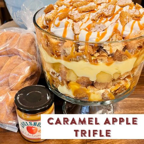 Louisburg Cider Mill on Instagram: "Reason #97 you should always have apple cider donuts in your freezer! One of the most simple dessert recipes you could ever make, our Caramel Apple Trifle dish will be a hit this holiday season. Our Frozen Apple Cider Donuts are 3 dozen for $12. • • • #louisburgcidermill #appleciderdonuts #cidermill #ciderdonuts #donutsfordays #applecider #appleciderdonuts #louisburgks #caramelsauce #CaramelAppleTrifle #thanksgivingdessert" Frozen Apple Cider, Apple Cider Beef Stew, Caramel Apple Trifle, Simple Dessert Recipes, Frozen Apple, Easy Trifle, Peach Butter, Freezing Apples, Cider Mill