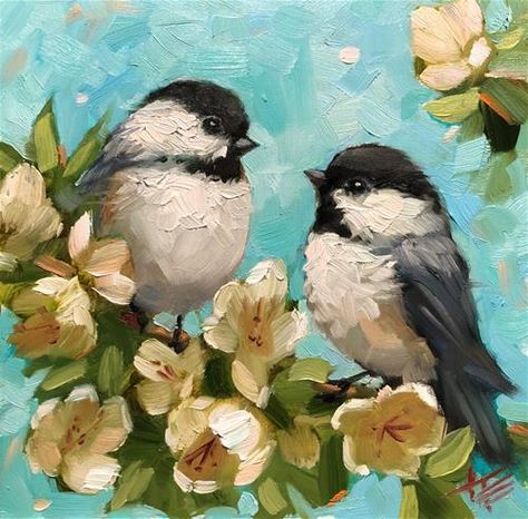 Krista Eaton, Chickadee Art, I Am A Teacher, Bird Painting Acrylic, Bird Paintings On Canvas, Chickadees, Animal Nature, Paintings Decor, Nature Art Painting