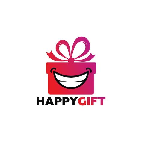 Happy gift logo template design | Premium Vector #Freepik #vector #surprise-icon #present-background #red-gift #present-box Gift Logo, Premium Vector, Graphic Resources, Template Design, Design