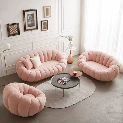 #sofa #couch #aesthetic Single Couch, Plush Couch, Living Room Furniture Styles, Upholstered Couch, Velvet Living Room, Living Room Sofa Design, Stylish Sofa, Curved Sofa, Luxury Sofa