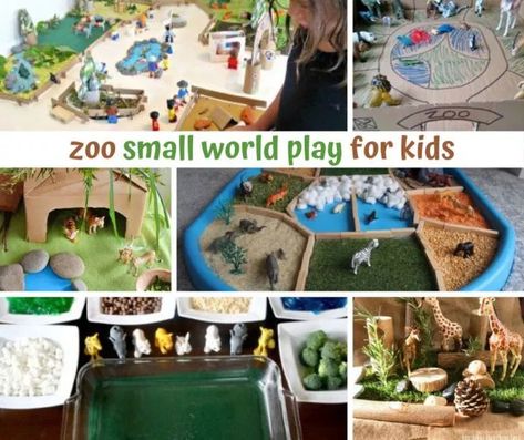 Zoo small world play for kids Small World Provocations, Small World Play Ideas Natural Materials, Small World Ideas, Small World Eyfs, Small World Play Ideas, Role Play Ideas, Play For Kids, Tuff Tray, Invitation To Play