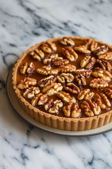 A photo of a  Maple Walnut Tart a winter baking recipes Healthy Winter Desserts, Holiday Tarts, Winter Baking Recipes, Walnut Tart, Apple Cinnamon Cake, Winter Baking, Winter Deserts, Cinnamon Cake, Winter Fruit